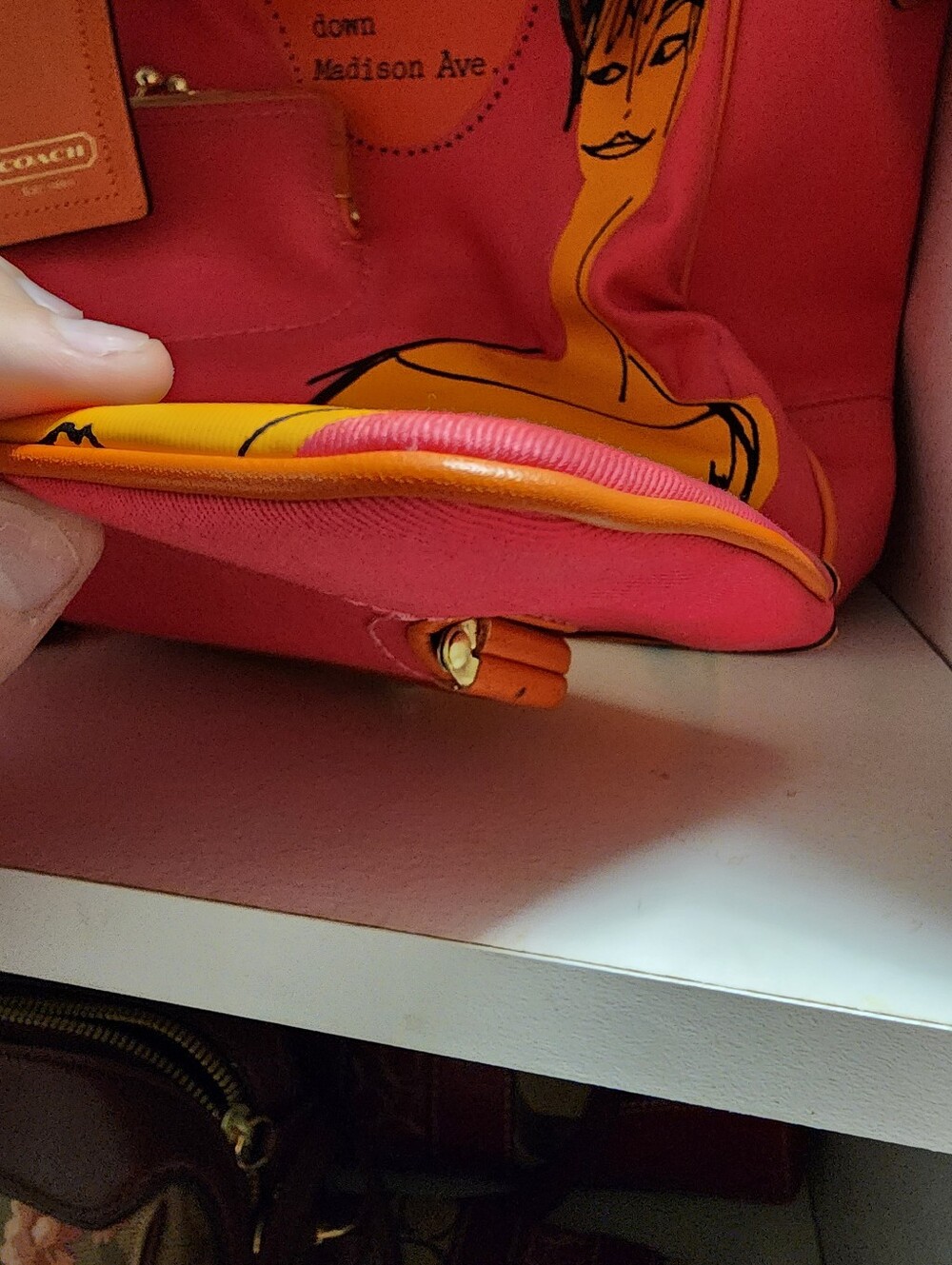 Coach Bonnie Cashin Kisslock Wristlet, Orange & Pink, EUC, 2008 - Picture 5 of 8